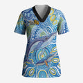 NAIDOC Week 2026 Scrub Top Dreaming of Whales Aboriginal Dot Art