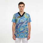 NAIDOC Week 2026 Scrub Top Dreaming of Whales Aboriginal Dot Art