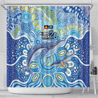 NAIDOC Week 2026 Shower Curtain Dreaming of Whales Aboriginal Dot Art