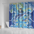 NAIDOC Week 2026 Shower Curtain Dreaming of Whales Aboriginal Dot Art