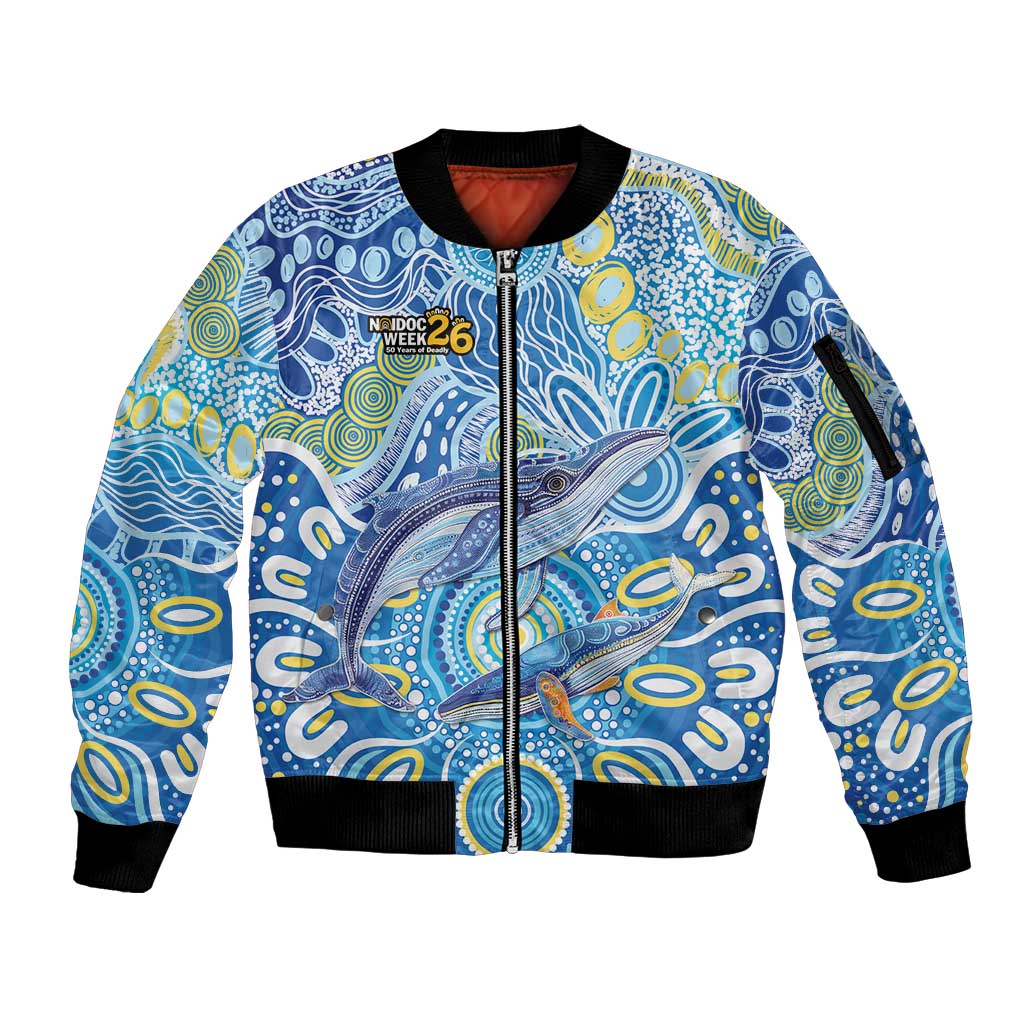 NAIDOC Week 2026 Sleeve Zip Bomber Jacket Dreaming of Whales Aboriginal Dot Art