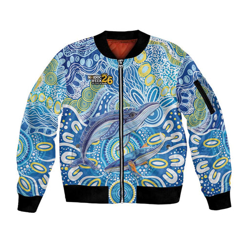 NAIDOC Week 2026 Sleeve Zip Bomber Jacket Dreaming of Whales Aboriginal Dot Art