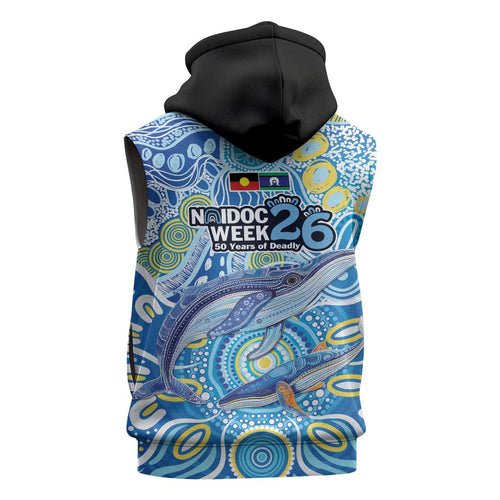 NAIDOC Week 2026 Sleeveless Hoodie Dreaming of Whales Aboriginal Dot Art