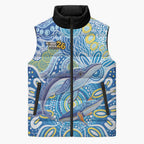 NAIDOC Week 2026 Sleeveless Puffer Jacket Dreaming of Whales Aboriginal Dot Art