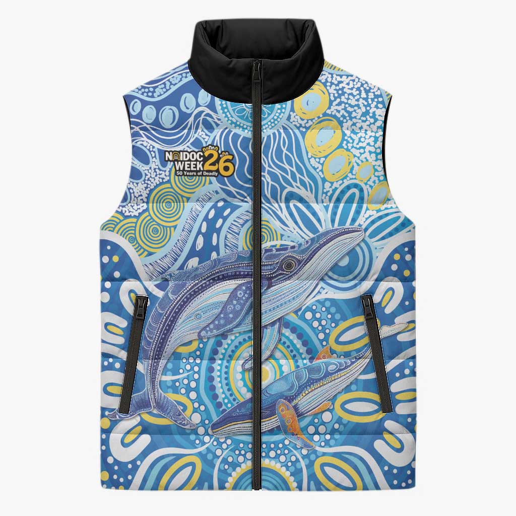NAIDOC Week 2026 Sleeveless Puffer Jacket Dreaming of Whales Aboriginal Dot Art