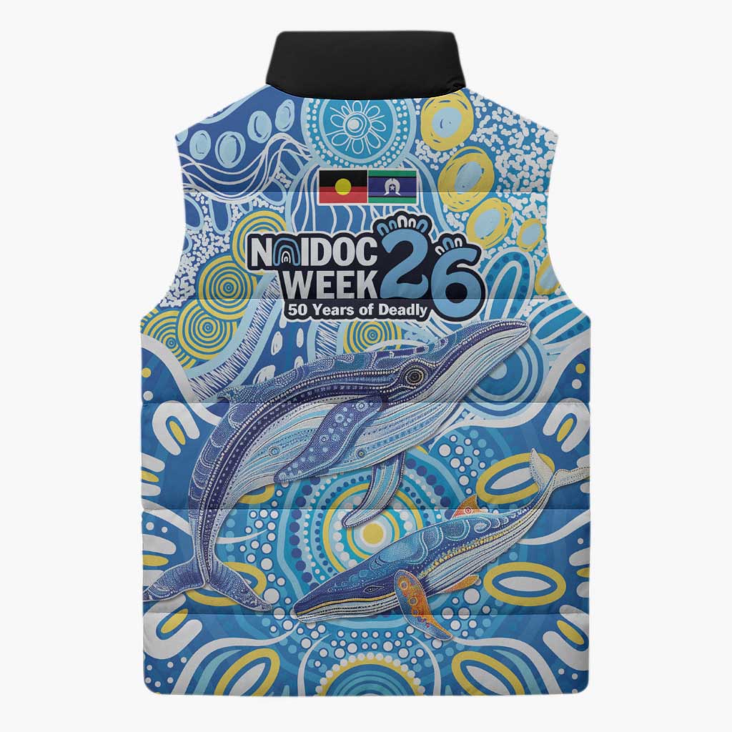 NAIDOC Week 2026 Sleeveless Puffer Jacket Dreaming of Whales Aboriginal Dot Art