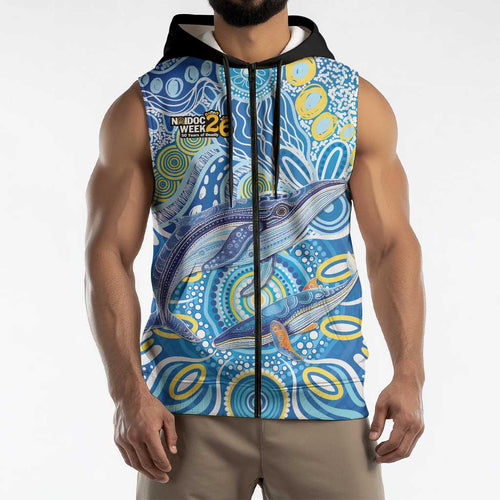 NAIDOC Week 2026 Sleeveless Zip Hoodie Dreaming of Whales Aboriginal Dot Art