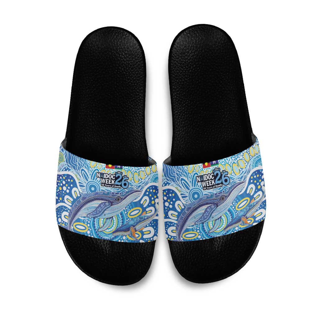 NAIDOC Week 2026 Slide Sandals Dreaming of Whales Aboriginal Dot Art
