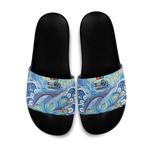 NAIDOC Week 2026 Slide Sandals Dreaming of Whales Aboriginal Dot Art