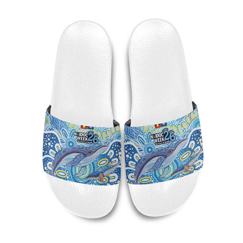 NAIDOC Week 2026 Slide Sandals Dreaming of Whales Aboriginal Dot Art