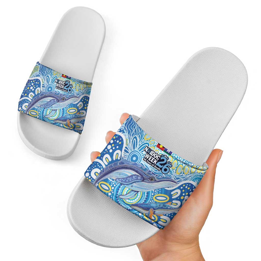 NAIDOC Week 2026 Slide Sandals Dreaming of Whales Aboriginal Dot Art