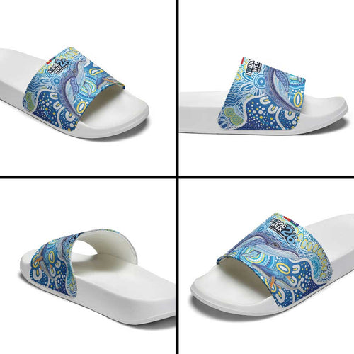 NAIDOC Week 2026 Slide Sandals Dreaming of Whales Aboriginal Dot Art
