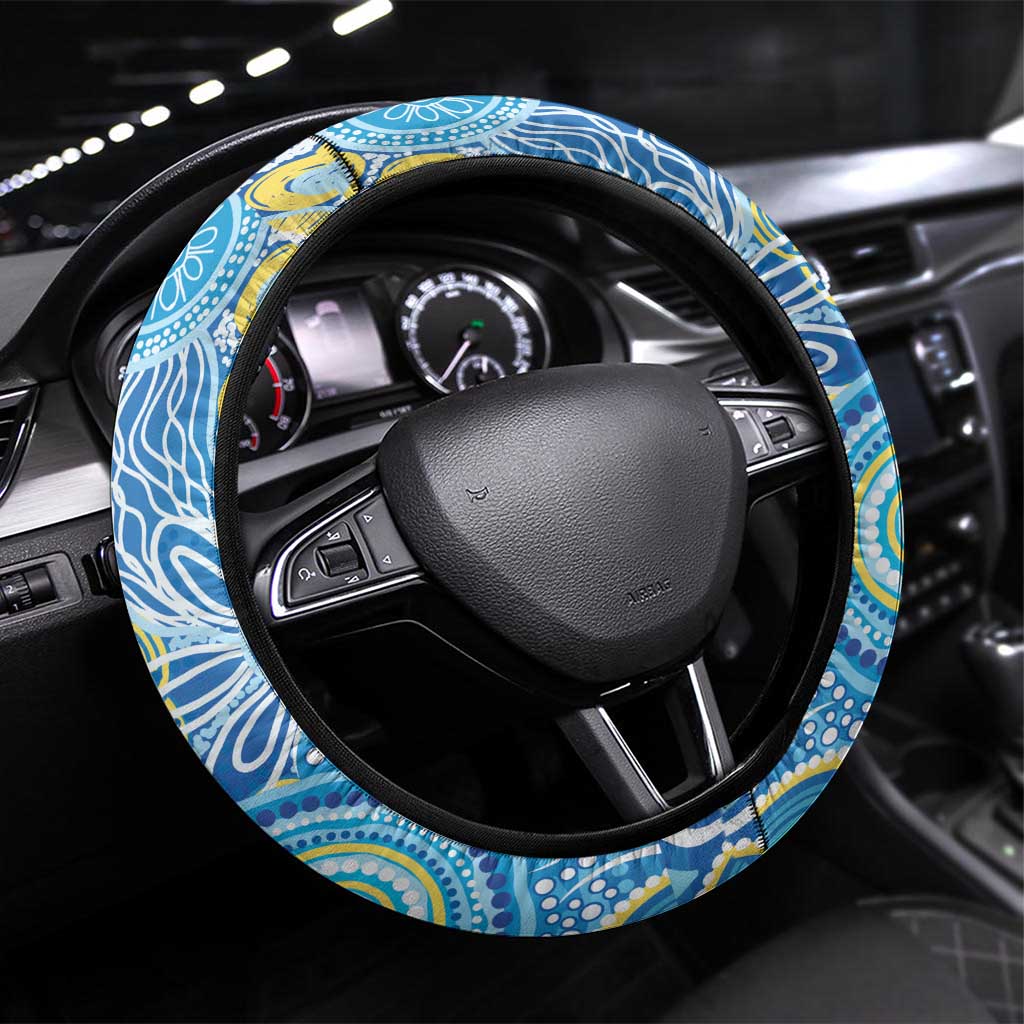 NAIDOC Week 2026 Steering Wheel Cover Dreaming of Whales Aboriginal Dot Art