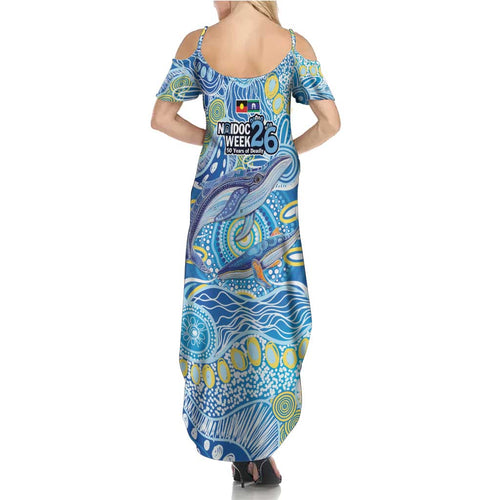 NAIDOC Week 2026 Summer Maxi Dress Dreaming of Whales Aboriginal Dot Art