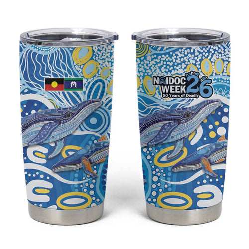 NAIDOC Week 2026 Tumbler Cup Dreaming of Whales Aboriginal Dot Art