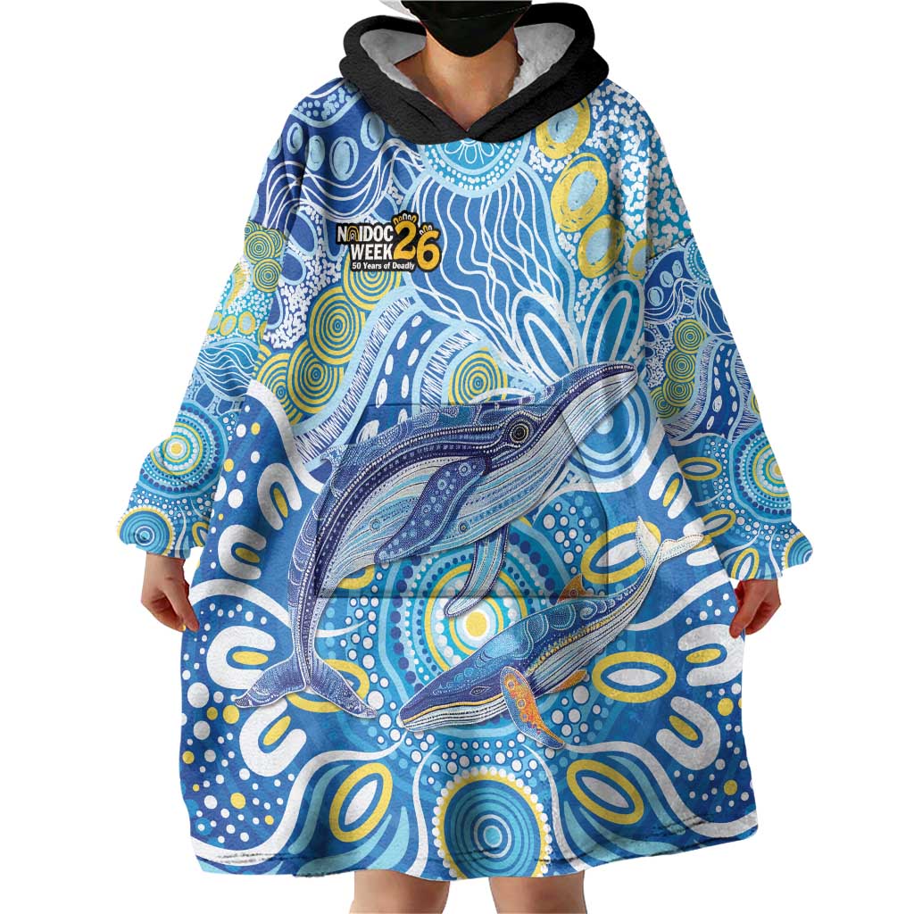 NAIDOC Week 2026 Wearable Blanket Hoodie Dreaming of Whales Aboriginal Dot Art