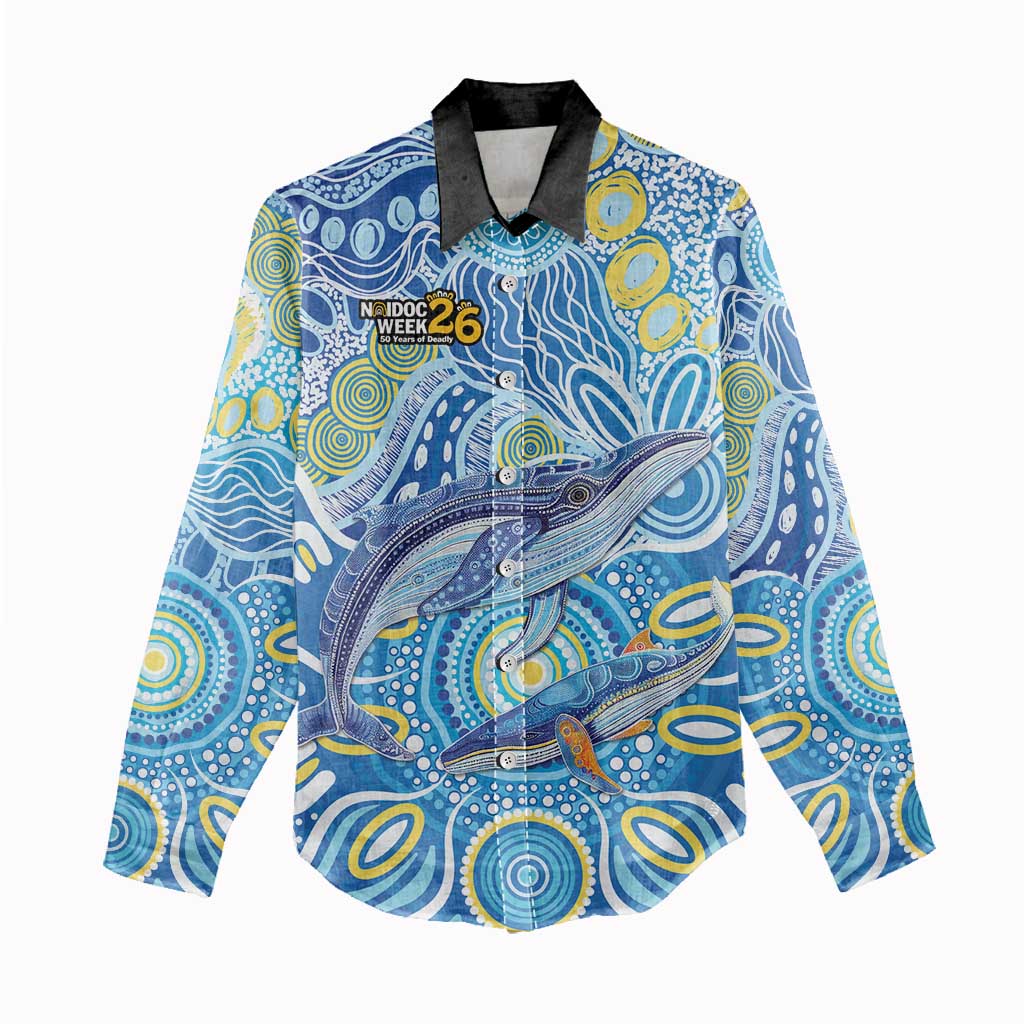 NAIDOC Week 2026 Women Casual Shirt Dreaming of Whales Aboriginal Dot Art