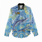 NAIDOC Week 2026 Women Casual Shirt Dreaming of Whales Aboriginal Dot Art