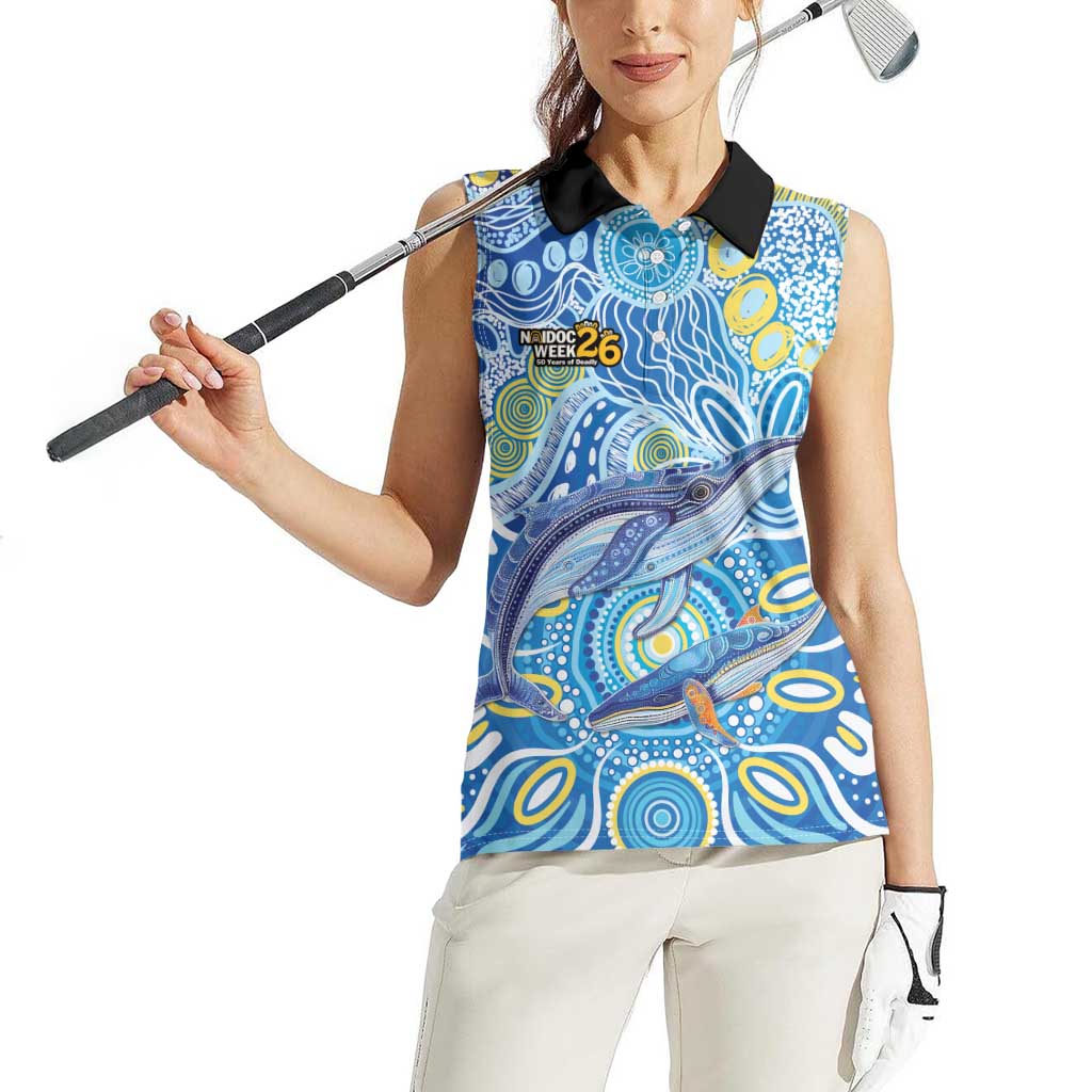NAIDOC Week 2026 Women Sleeveless Polo Shirt Dreaming of Whales Aboriginal Dot Art