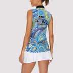 NAIDOC Week 2026 Women Sleeveless Polo Shirt Dreaming of Whales Aboriginal Dot Art