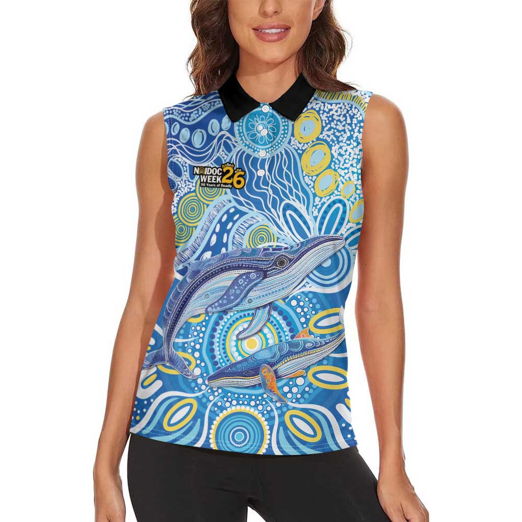 NAIDOC Week 2026 Women Sleeveless Polo Shirt Dreaming of Whales Aboriginal Dot Art