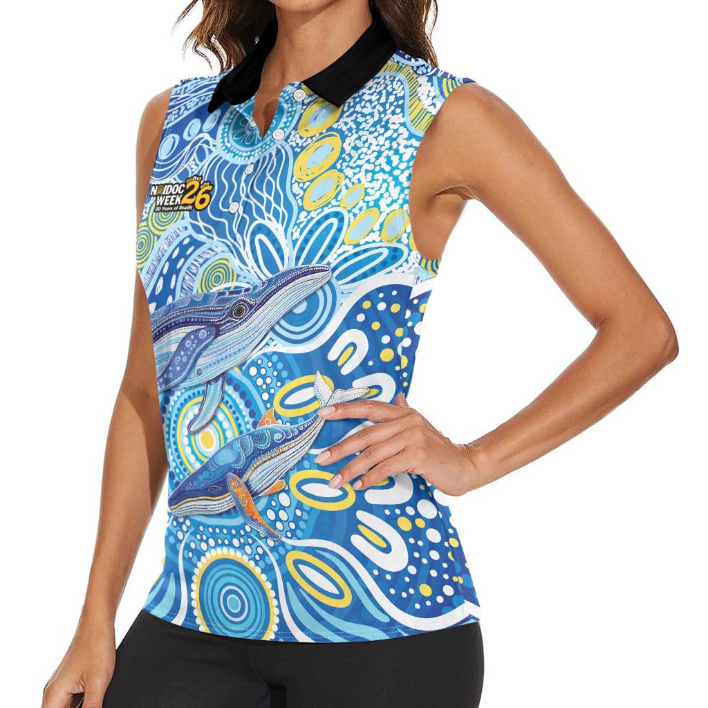 NAIDOC Week 2026 Women Sleeveless Polo Shirt Dreaming of Whales Aboriginal Dot Art