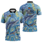 NAIDOC Week 2026 Zipper Polo Shirt Dreaming of Whales Aboriginal Dot Art