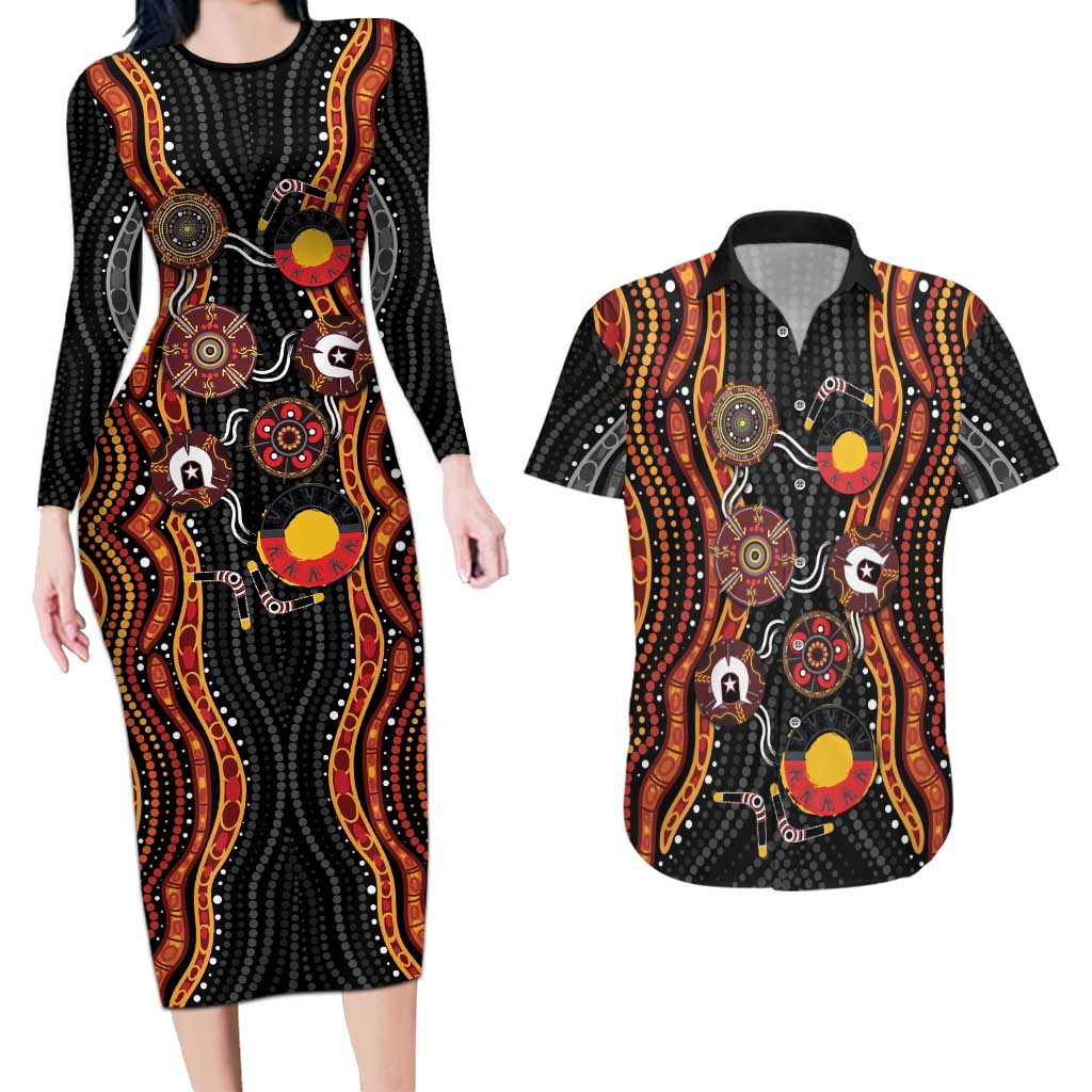 NAIDOC Week 2026 Couples Matching Long Sleeve Bodycon Dress and Hawaiian Shirt Together We Rise Together We Stay Deadly