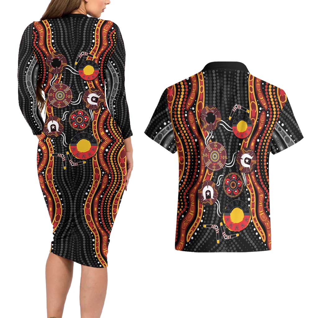 NAIDOC Week 2026 Couples Matching Long Sleeve Bodycon Dress and Hawaiian Shirt Together We Rise Together We Stay Deadly
