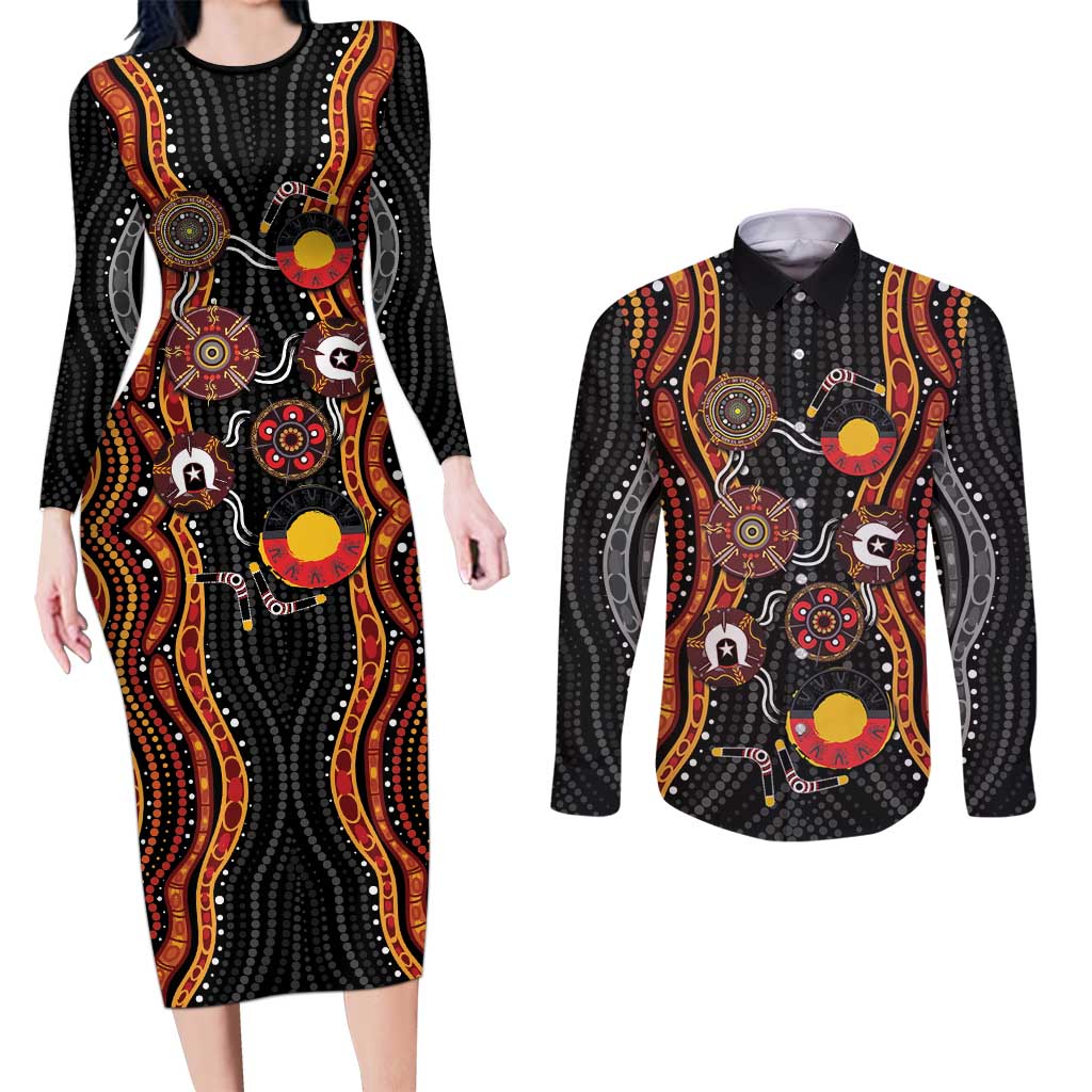 NAIDOC Week 2026 Couples Matching Long Sleeve Bodycon Dress and Long Sleeve Button Shirt Together We Rise Together We Stay Deadly