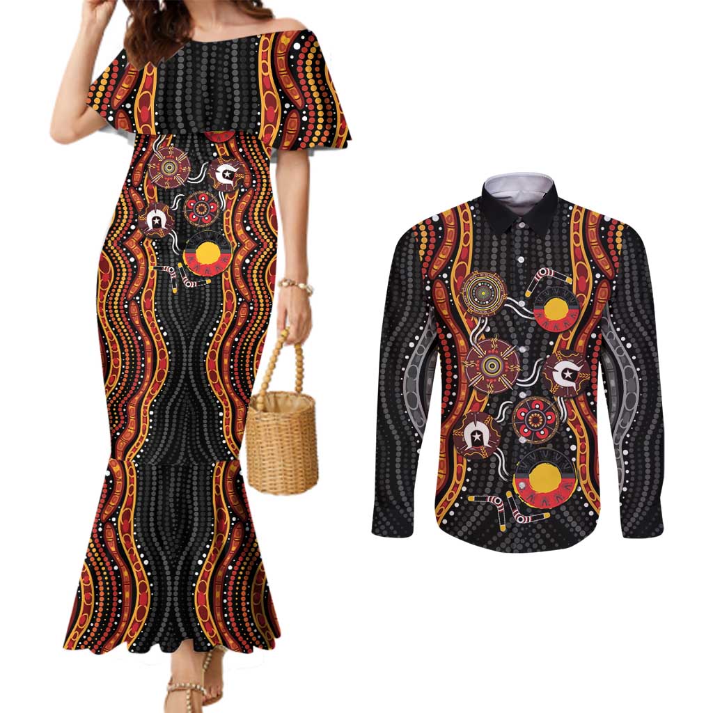 NAIDOC Week 2026 Couples Matching Mermaid Dress and Long Sleeve Button Shirt Together We Rise Together We Stay Deadly