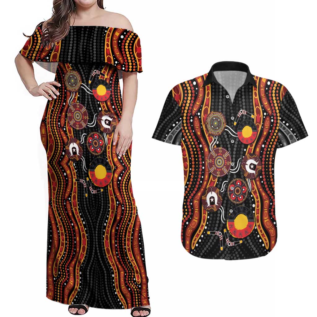 NAIDOC Week 2026 Couples Matching Off Shoulder Maxi Dress and Hawaiian Shirt Together We Rise Together We Stay Deadly