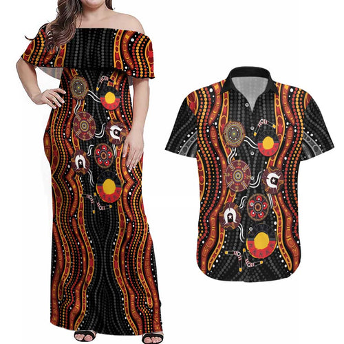 NAIDOC Week 2026 Couples Matching Off Shoulder Maxi Dress and Hawaiian Shirt Together We Rise Together We Stay Deadly