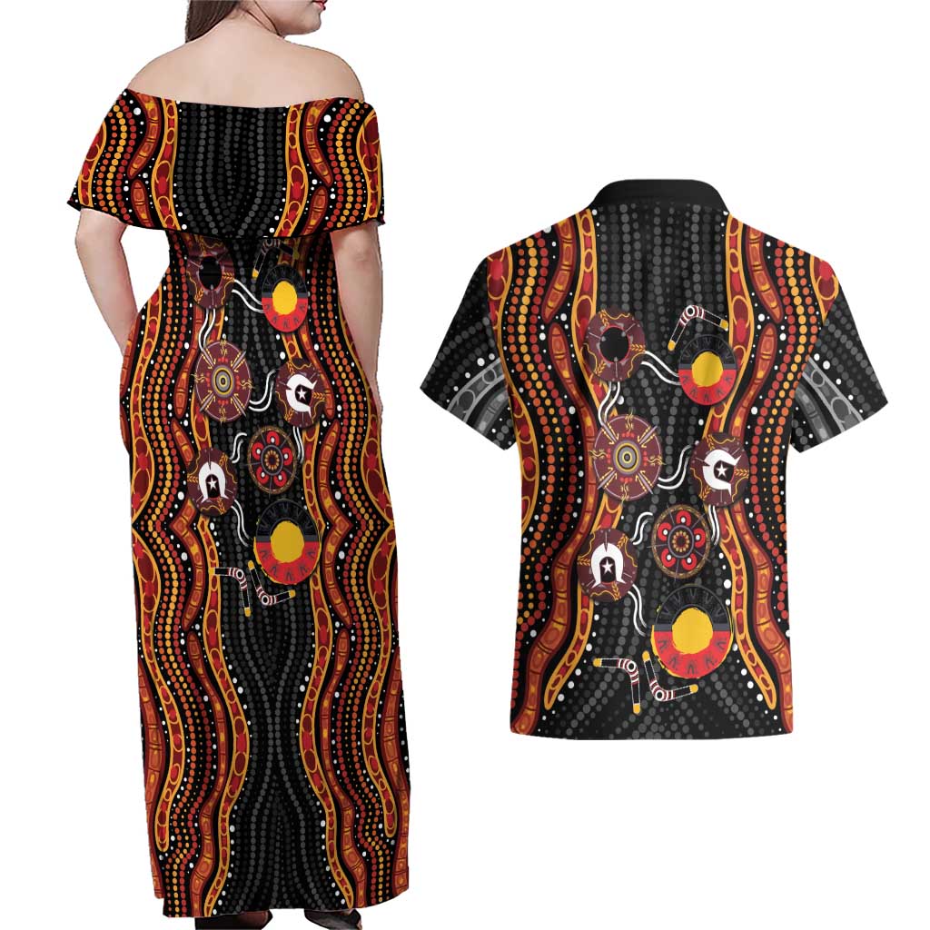 NAIDOC Week 2026 Couples Matching Off Shoulder Maxi Dress and Hawaiian Shirt Together We Rise Together We Stay Deadly