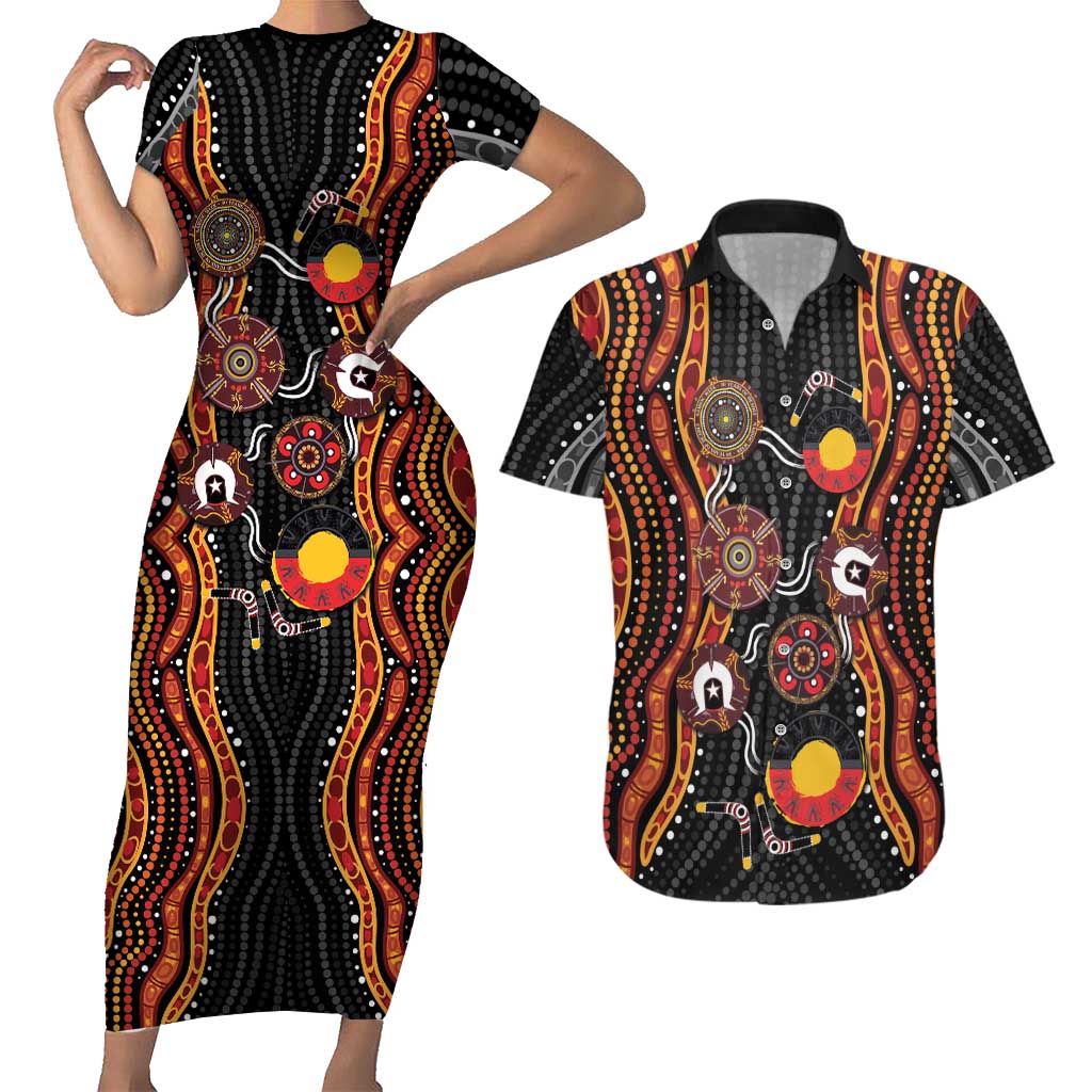NAIDOC Week 2026 Couples Matching Short Sleeve Bodycon Dress and Hawaiian Shirt Together We Rise Together We Stay Deadly