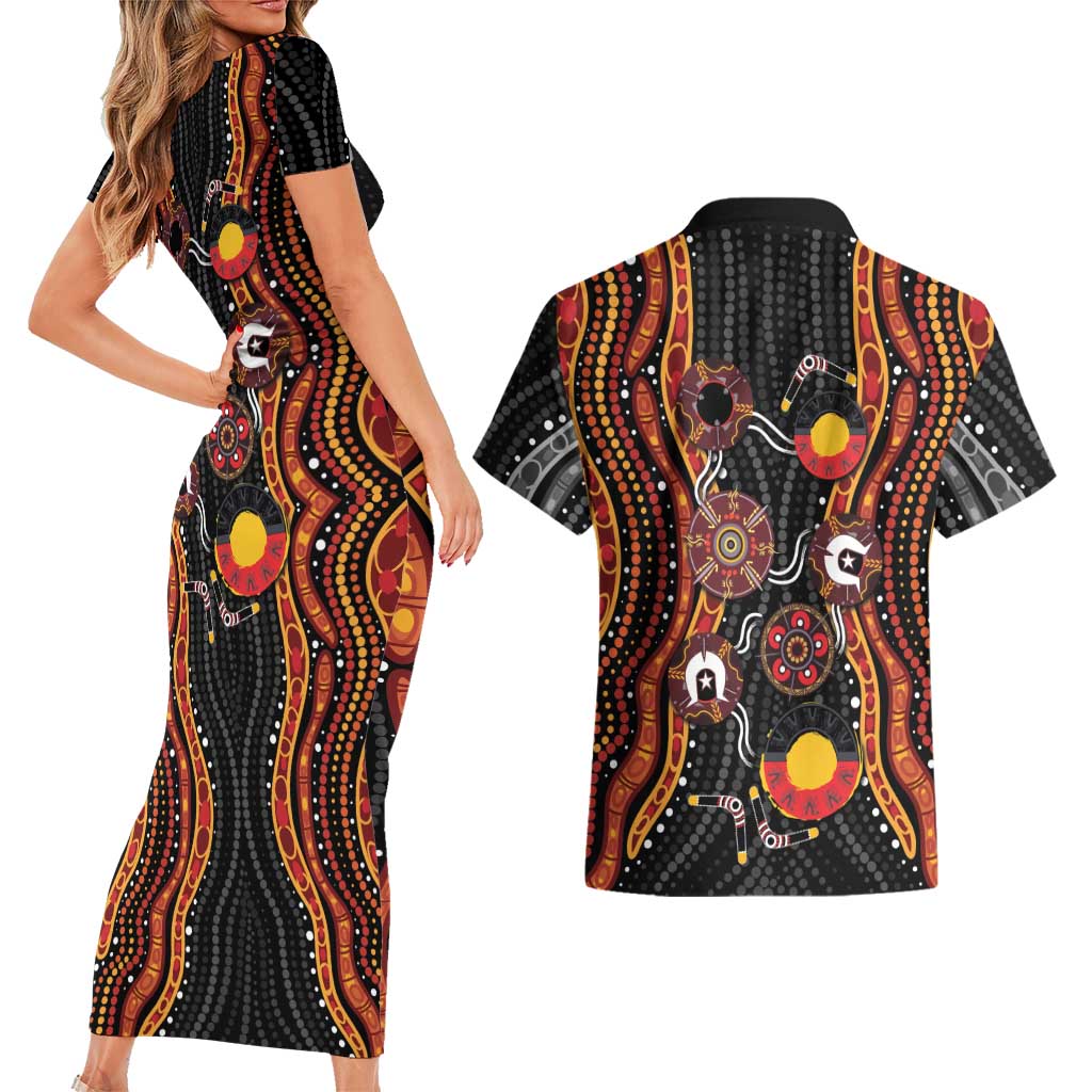 NAIDOC Week 2026 Couples Matching Short Sleeve Bodycon Dress and Hawaiian Shirt Together We Rise Together We Stay Deadly