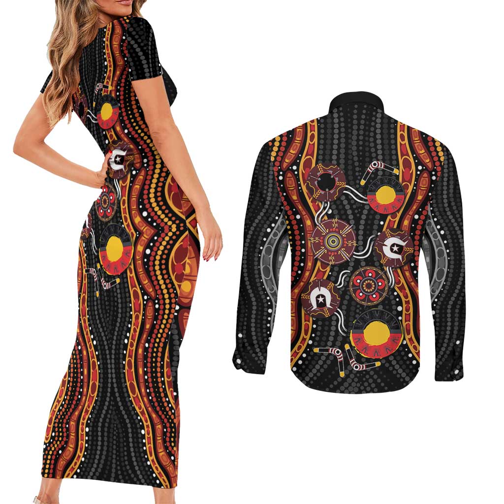 NAIDOC Week 2026 Couples Matching Short Sleeve Bodycon Dress and Long Sleeve Button Shirt Together We Rise Together We Stay Deadly