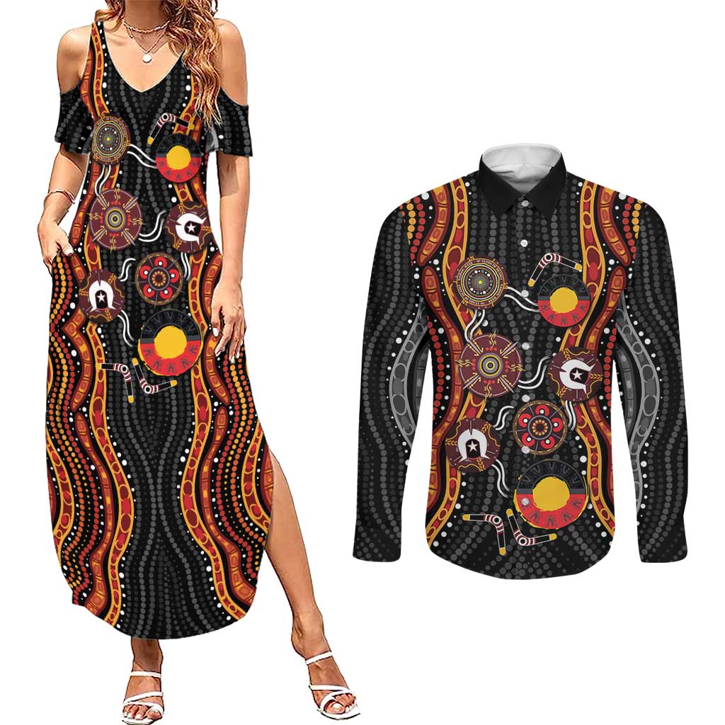NAIDOC Week 2026 Couples Matching Summer Maxi Dress and Long Sleeve Button Shirt Together We Rise Together We Stay Deadly