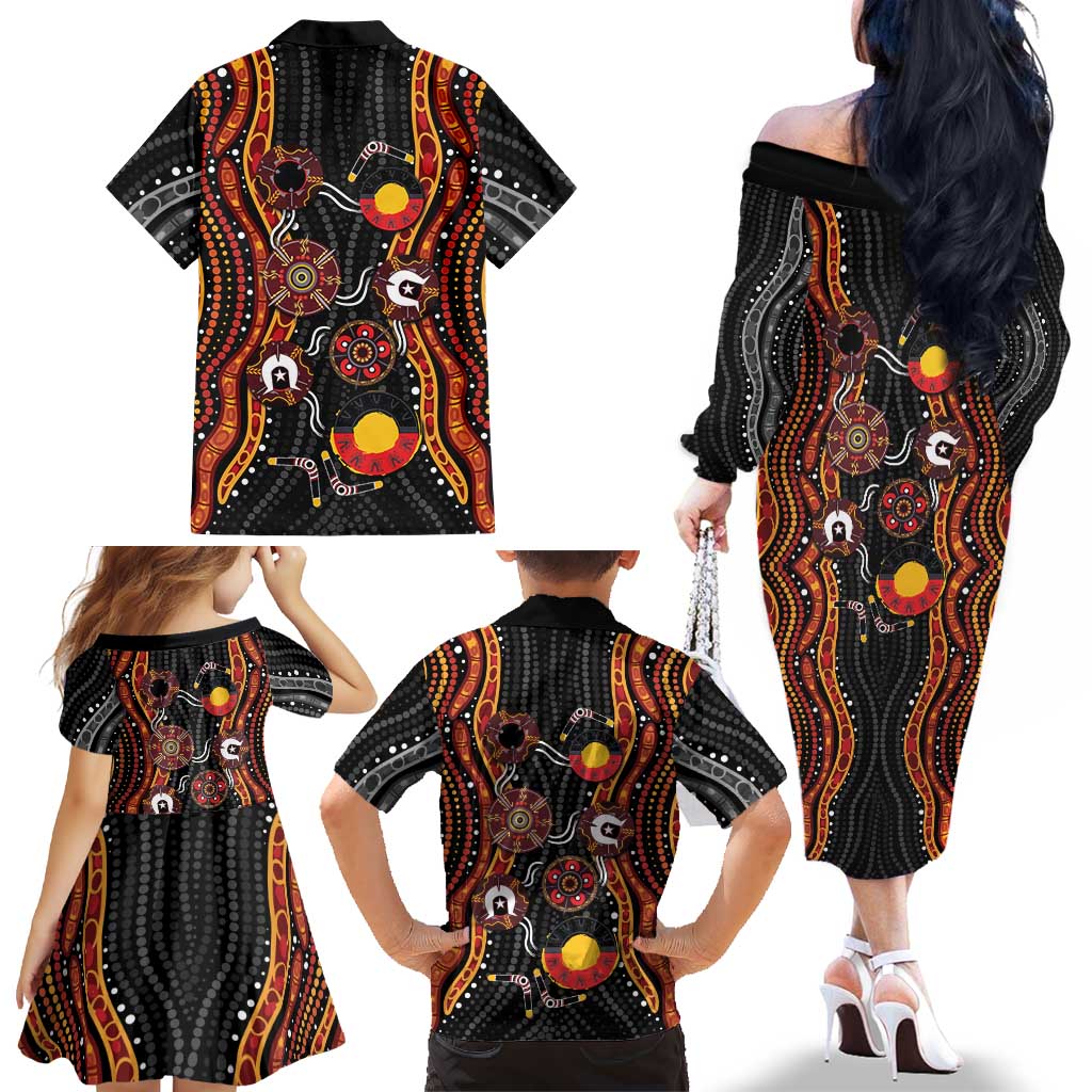 NAIDOC Week 2026 Family Matching Off The Shoulder Long Sleeve Dress and Hawaiian Shirt Together We Rise Together We Stay Deadly
