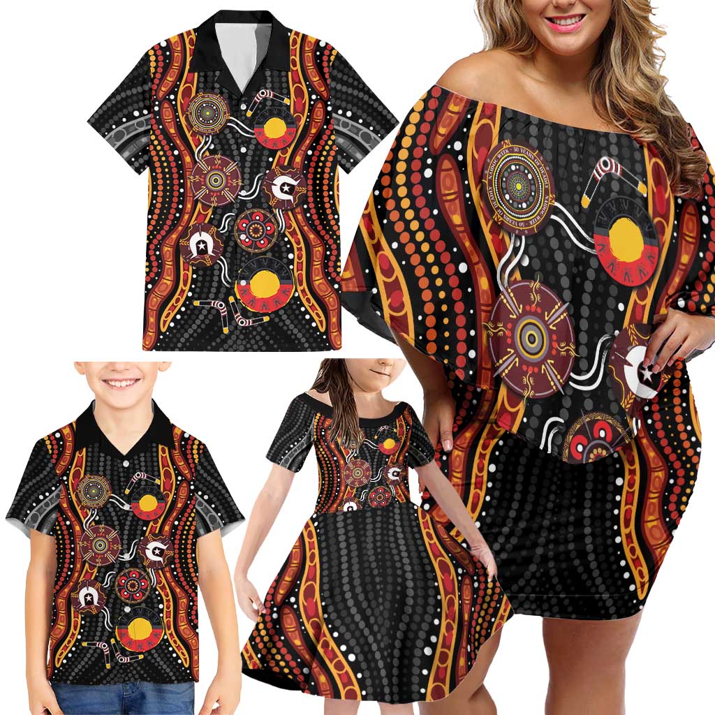 NAIDOC Week 2026 Family Matching Off Shoulder Short Dress and Hawaiian Shirt Together We Rise Together We Stay Deadly