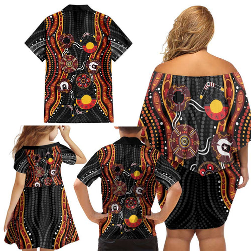 NAIDOC Week 2026 Family Matching Off Shoulder Short Dress and Hawaiian Shirt Together We Rise Together We Stay Deadly