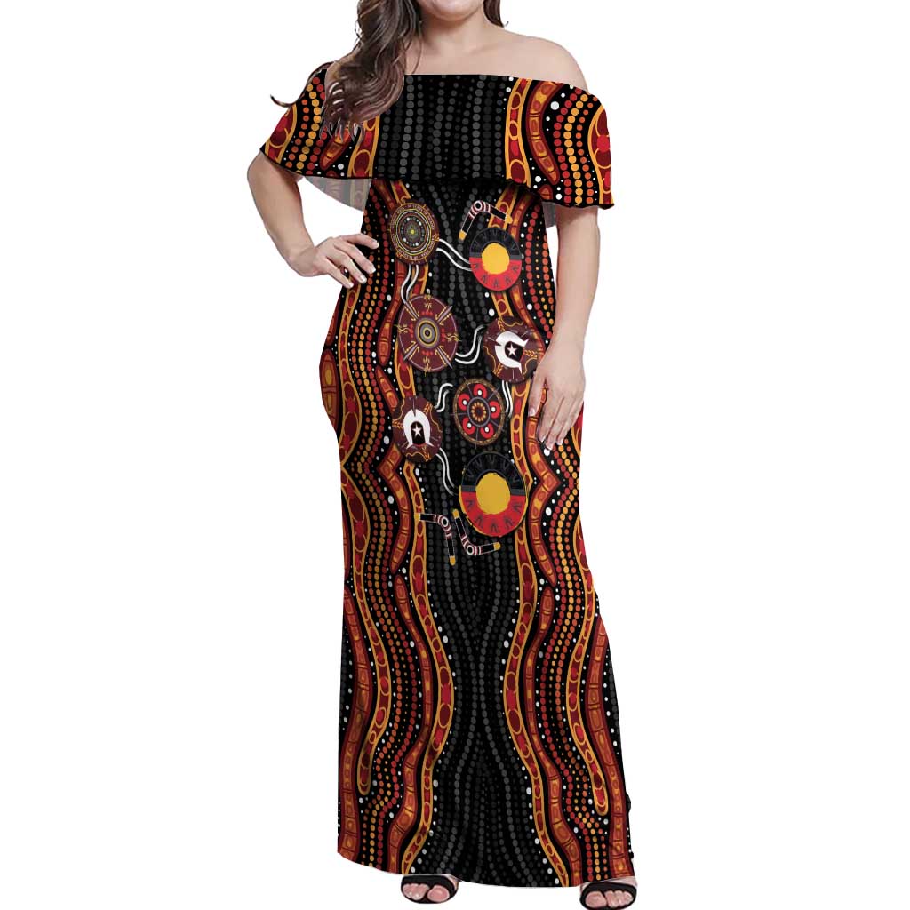 NAIDOC Week 2026 Off Shoulder Maxi Dress Together We Rise Together We Stay Deadly