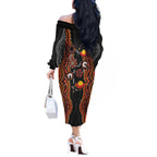 NAIDOC Week 2026 Off The Shoulder Long Sleeve Dress Together We Rise Together We Stay Deadly
