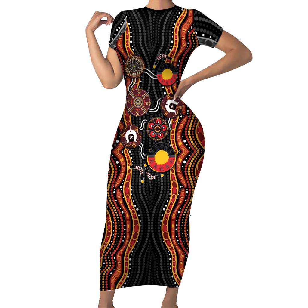 NAIDOC Week 2026 Short Sleeve Bodycon Dress Together We Rise Together We Stay Deadly