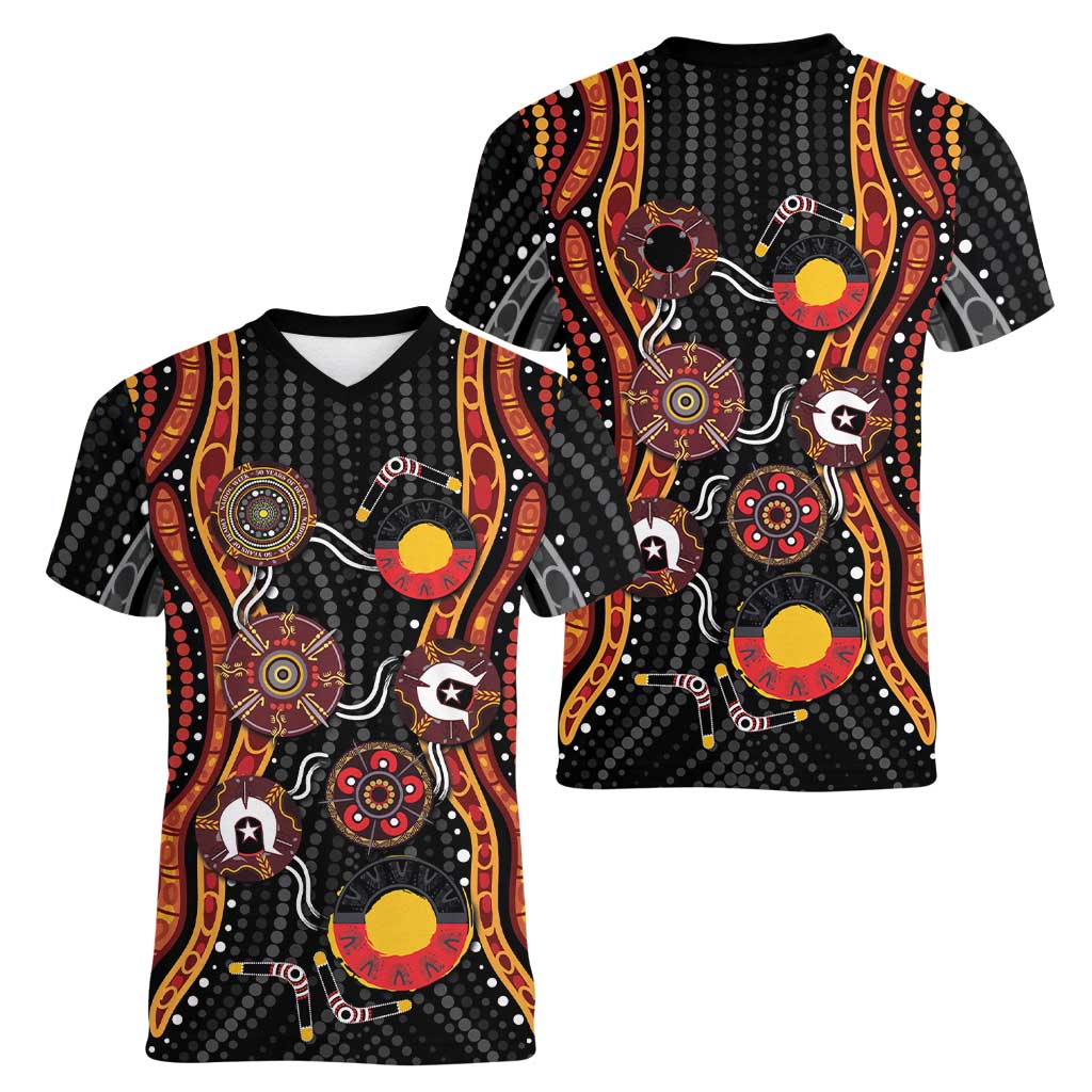 NAIDOC Week 2026 Women V-Neck T-Shirt Together We Rise Together We Stay Deadly
