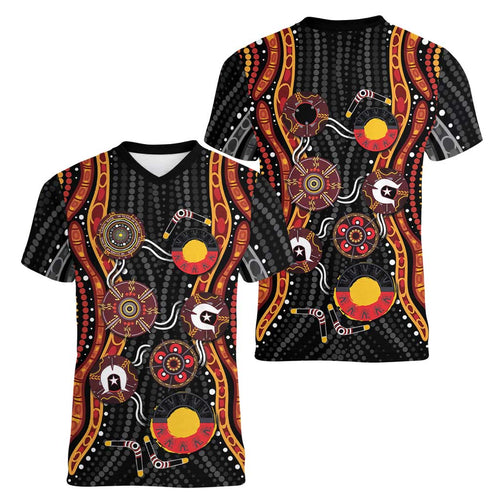NAIDOC Week 2026 Women V-Neck T-Shirt Together We Rise Together We Stay Deadly