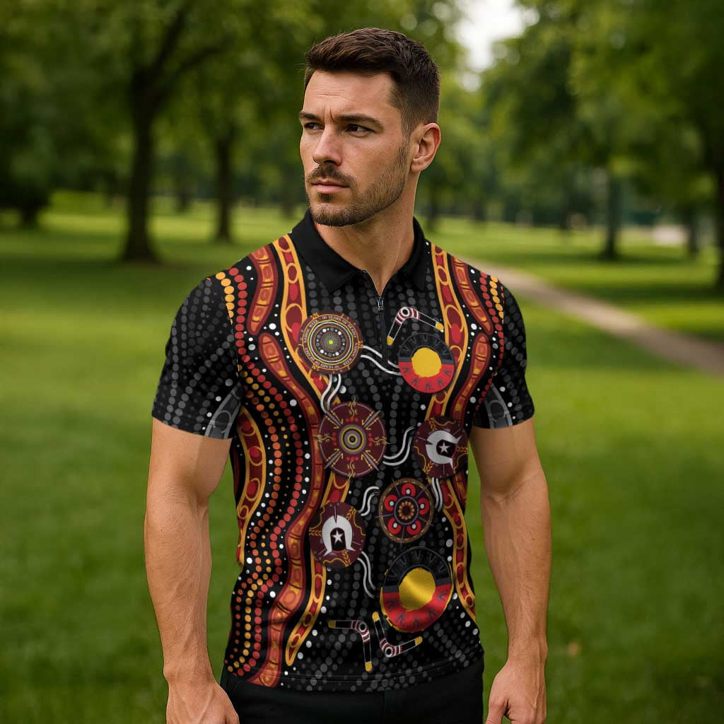 NAIDOC Week 2026 Zipper Polo Shirt Together We Rise Together We Stay Deadly
