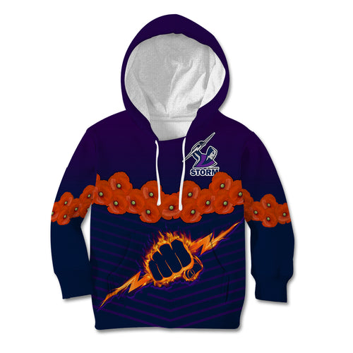 anzac-2023-melbourne-storm-rugby-kid-hoodie-poppy-flowers-sporty-style