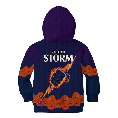 anzac-2023-melbourne-storm-rugby-kid-hoodie-poppy-flowers-sporty-style