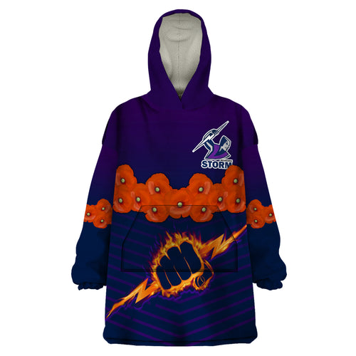 anzac-2023-melbourne-storm-rugby-wearable-blanket-hoodie-poppy-flowers-sporty-style